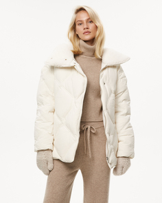 Пуховик с мягким воротником молочного цвета 2Mood