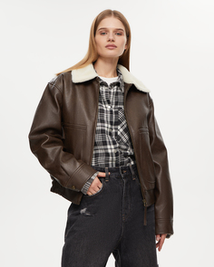 Куртка-авиатор из эко-кожи коричневого цвета 2Mood