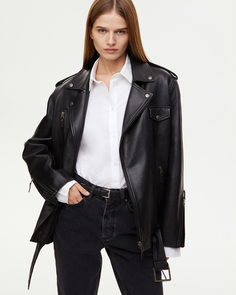 Куртка кожаная оверсайз черного цвета 2Mood