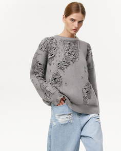 Джемпер c рваной отделкой серого цвета 2Mood