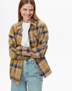 Рубашка в клетку двусторонняя серо-желтого цвета 2Mood