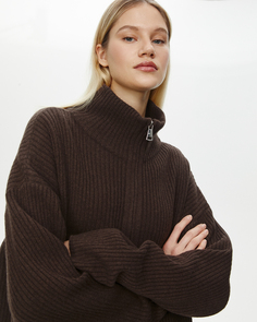 Кардиган на молнии шоколадного цвета 2Mood