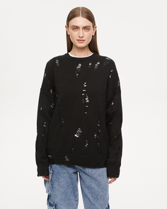 Джемпер оверсайз с дырками черного цвета 2Mood