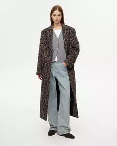 Пальто однобортное из шерсти с леопардовым принтом 2Mood
