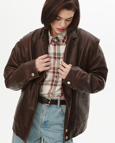 Куртка из эко-кожи со съемными рукавами коричневого цвета 2Mood