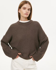 Джемпер из хлопка шоколадного цвета 2Mood