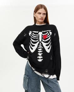 Джемпер оверсайз с принтом черного цвета 2Mood