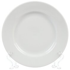 Тарелка обеденная фарфор, 20 см, круглая, Гладкий край Белая, Дулевский фарфор, 024702