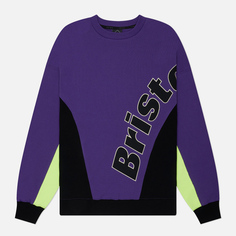 Мужская толстовка F.C. Real Bristol Big Logo Paneled Crew Neck, цвет фиолетовый, размер L