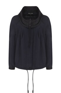 Однотонная куртка из вискозы с отложным воротником Giorgio Armani