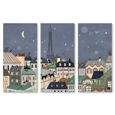 Картина на МДФ Крыши Парижа 30x60 см 3 шт Postermarket