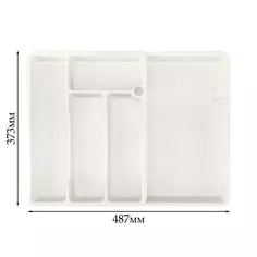Лоток Phibo для столовых приборов раздвижной 37.3x28.7x4.9 см пластик цвет светло-серый