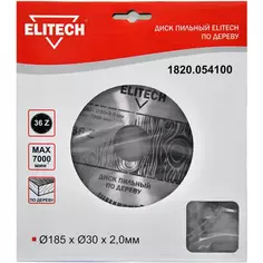 Диск пильный по дереву Elitech 1820.054100 36Т 185x30x2.7 мм