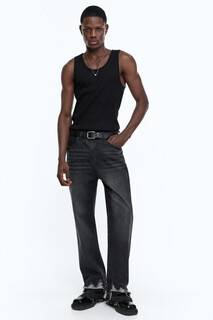 брюки джинсовые мужские Джинсы прямые с рваниной по низу Befree