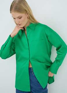 Хлопковая рубашка, Зеленый O'stin