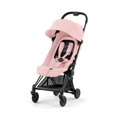 Коляска прогулочная Coya Matt Black Peach Pink с дождевиком CYBEX