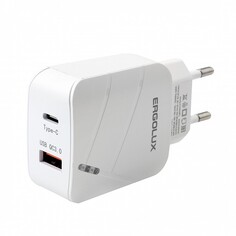 Зарядное устройство Ergolux USB+Type-C White ELX-PA01QC-C01