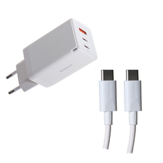 Зарядное устройство Baseus DZ-EU KA GaN5 Ultra Fast Charger 2C+U 65W EU Set Stellar White P10110812227-Z1