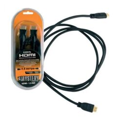 Кабель интерфейсный HDMI-HDMI Mystery HDMI 1.5 pro двойной экран, стандарт HDMI 1.3, ,позолоченные разъемы 24К