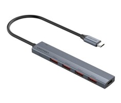 Концентратор Vention CKHHB OTG USB 3.2 Gen 2 Type-C на 4 USB порта + USB-C PD серый - 0.15м