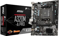 Материнская плата mATX MSI A320M-A PRO (AM4, AMD A320, 2*DDR4(3200), 4*SATA 6G RAID, 2*PCIE, 7.1CH, Glan, 6*USB 3.2, DVI-D/HDMI) RTL