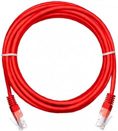 Кабель патч-корд U/UTP 5e кат. 1.5м Netlan EC-PC4UD55B-BC-PVC-015-RD-10 2хRJ45/8P8C 26AWG(7x0.16 мм), чистая медь, PVC нг(B), красный, уп/10шт