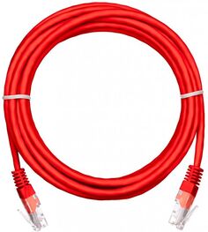 Кабель патч-корд U/UTP 5e кат. 2м Netlan EC-PC4UD55B-BC-PVC-020-RD-10 2хRJ45/8P8C 26AWG(7x0.16 мм), чистая медь, PVC нг(B), красный, уп/10шт