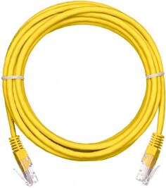 Кабель патч-корд U/UTP 5e кат. 3м Netlan EC-PC4UD55B-BC-PVC-030-YL-10 2хRJ45/8P8C 26AWG(7x0.16 мм), чистая медь, PVC нг(B), желтый, уп/10шт