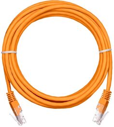 Кабель патч-корд U/UTP 5e кат. 10м Netlan EC-PC4UD55B-BC-PVC-100-OR-5 2хRJ45/8P8C 26AWG(7x0.16 мм), чистая медь, PVC нг(B), оранжевый, уп/5шт