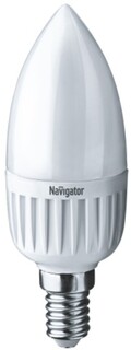 Лампа светодиодная Navigator NLL-P-C37-5-230-2.7K-E14-FR 5Вт, 176-264В, 2700К, 375лм, Е14, 37х99мм, свеча, матовая (94480)
