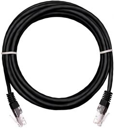 Кабель патч-корд U/UTP 5e кат. 10м Netlan EC-PC4UD55B-BC-PVC-100-BK-5 2хRJ45/8P8C 26AWG(7x0.16 мм), чистая медь, PVC нг(B), черный, уп/5шт