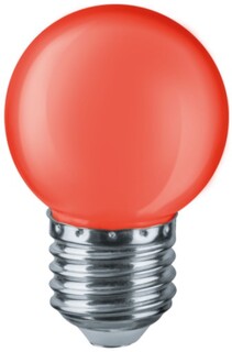 Лампа светодиодная Navigator NLL-G45-1-230-R-E27 декоративная, 1Вт, 220-240В, К, лм, E27, 45х69мм, шар, красный (71827)