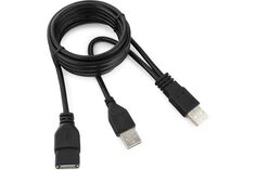 Кабель интерфейсный USB 2.0 удлинитель Cablexpert 2xAM/AF CCP-USB22-AMAF-6 1.8 м, Pro, экран, черный, пакет