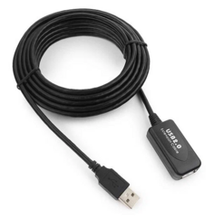 Кабель интерфейсный USB 2.0 удлинитель Cablexpert AM-AF UAE016-BLACK 4.8 м, активный, блистер, черный Gembird