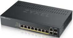 Коммутатор управляемый ZYXEL GS1920-8HPV2-EU0101F NebulaFlex, 8xGE PoE+, 2xCombo (SFP/RJ-45), бесшумный (без вентилятора), PoE 130 Вт, автономное/обла