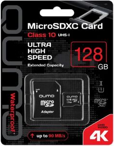 Карта памяти MicroSDXC 128GB Qumo QM128GMICSDXC10U1 Class 10 UHS-I + SD адаптер