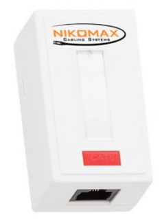 Компьютерная розетка настенная NIKOMAX NMC-WO1UD2-WT 1 порт, Кат.5e, RJ45/8P8C, 110/KRONE, T568A/B, на печатной плате, неэкран., белая