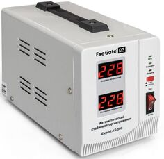 Стабилизатор напряжения Exegate Expert AS-500 500ВА, 140В-260В, двойная цифр. индикация вход/вых. напряжения, выход 220В±8%, КПД 98%, 5 уровней защиты
