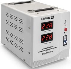 Стабилизатор напряжения Exegate Expert AS-3000 3000ВА, 140В-260В, двойная цифр. индикация вход/вых. напряжения, выход 220В±8%, КПД 98%, 5 уровней защи