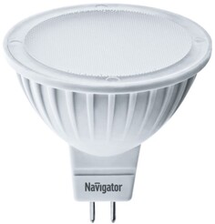 Лампа светодиодная Navigator NLL-MR16-5-230-6.5K-GU5.3 (уп/10шт), 5Вт, 176-264В, 6500К, 425лм, GU5.3, 50х50мм, рефлектор, матовая (94382)