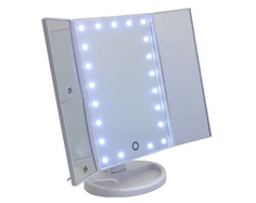 Зеркало для макияжа Camelion M217-DL C01 с LED подсветкой, увел. 1х / 2х / 3х, дневн. свет, 4*LR03 (AAA)/USB, белый