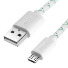 Кабель интерфейсный USB 2.0 GCR GCR-UA9MCB3-BD-1.5m ,09212, micro USB, бело-зеленый, белые коннекторы, 28/24 AWG, AM / microB 5pin, поддержка функции