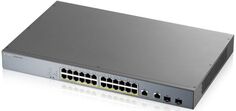 Коммутатор PoE ZYXEL GS1350-26HP для IP-видеокамер, 24xGE PoE+, 2xCombo (SFP/RJ-45), бюджет PoE 375 Вт, дальность передачи питания до 250 м