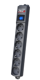 Сетевой фильтр ZIS Pilot S7M Graphite surge protector 6 outlets (EUR 5 + 1 without grounding) 7 m (1000630229)
