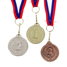 Медаль призовая 041 диам 3,2 см. 3 место. цвет бронз. с лентой Командор