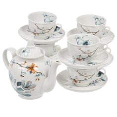 Чайный сервиз фарфор, 13 предметов, на 6 персон, Дулевский фарфор, Гранатовый Мгновения весны, 118112