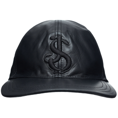 Черная кожаная кепка с логотипом Jil Sander