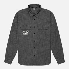 Мужская рубашка C.P. Company Chambray Logo, цвет серый, размер L