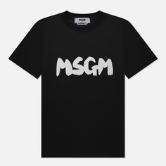 Женская футболка MSGM Logo Brush Print, цвет чёрный
