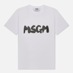 Женская футболка MSGM Logo Brush Print, цвет белый, размер L